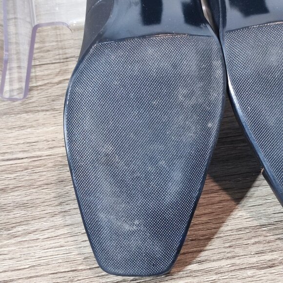 Marche-Mellow Comfort Block Heel Pumps Size 7 Black Leather Minimalist Dress - Picture 11 of 12